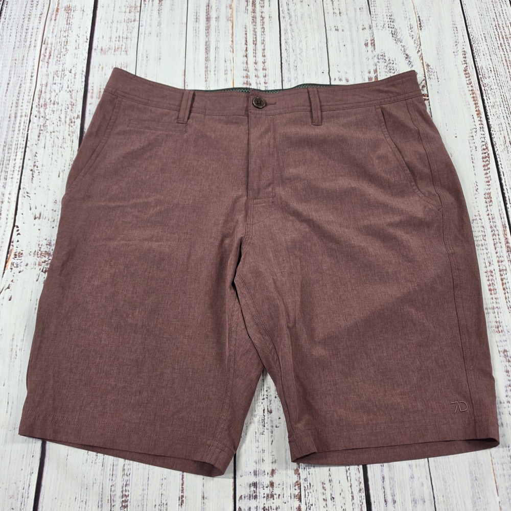 7 Diamonds Velocity Performance Shorts‎ Mens 34 Brown Excellent 4-Way Stretch